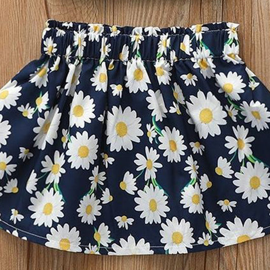 Venutaloza Toddler Girls Floral Print Elastic Waist Skirt.,