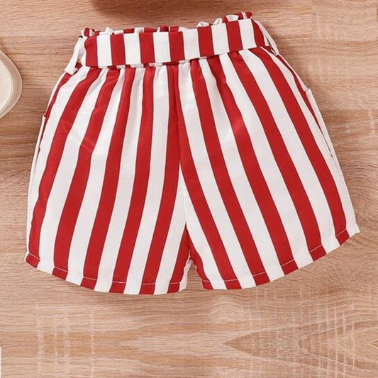 Venutaloza Toddler Girls Striped Peparbag Waist Belted Shorts For BabyGirls.