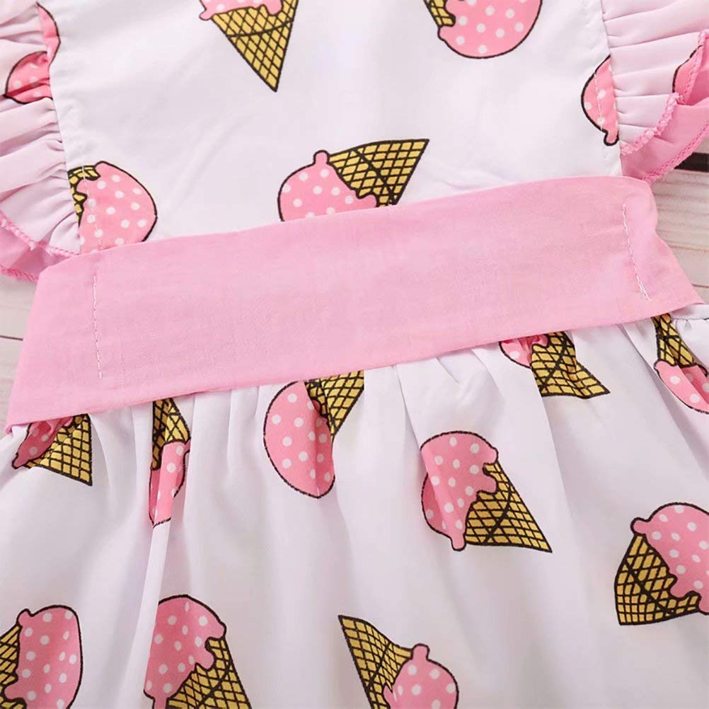 Girl Ice Cream Print Contrast Schiffy Babydoll Frock Dress for Baby Girl.