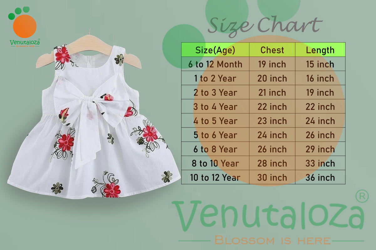 Baby Girl Stylish White Flower Tunic Design Midi Frock Dress for Baby.
