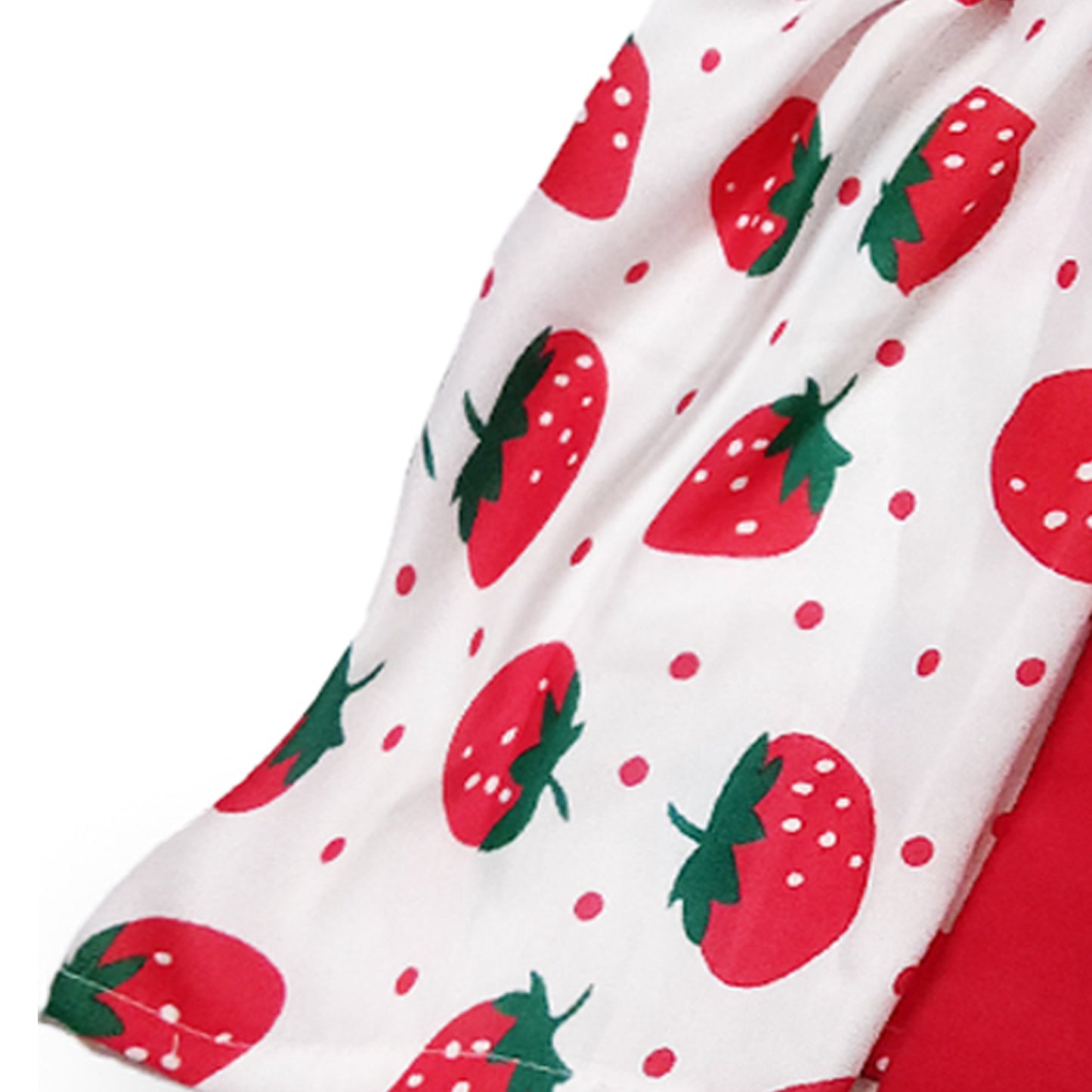 Red Strawberry Stylish Strips Design Midi Frock Dress for kids.