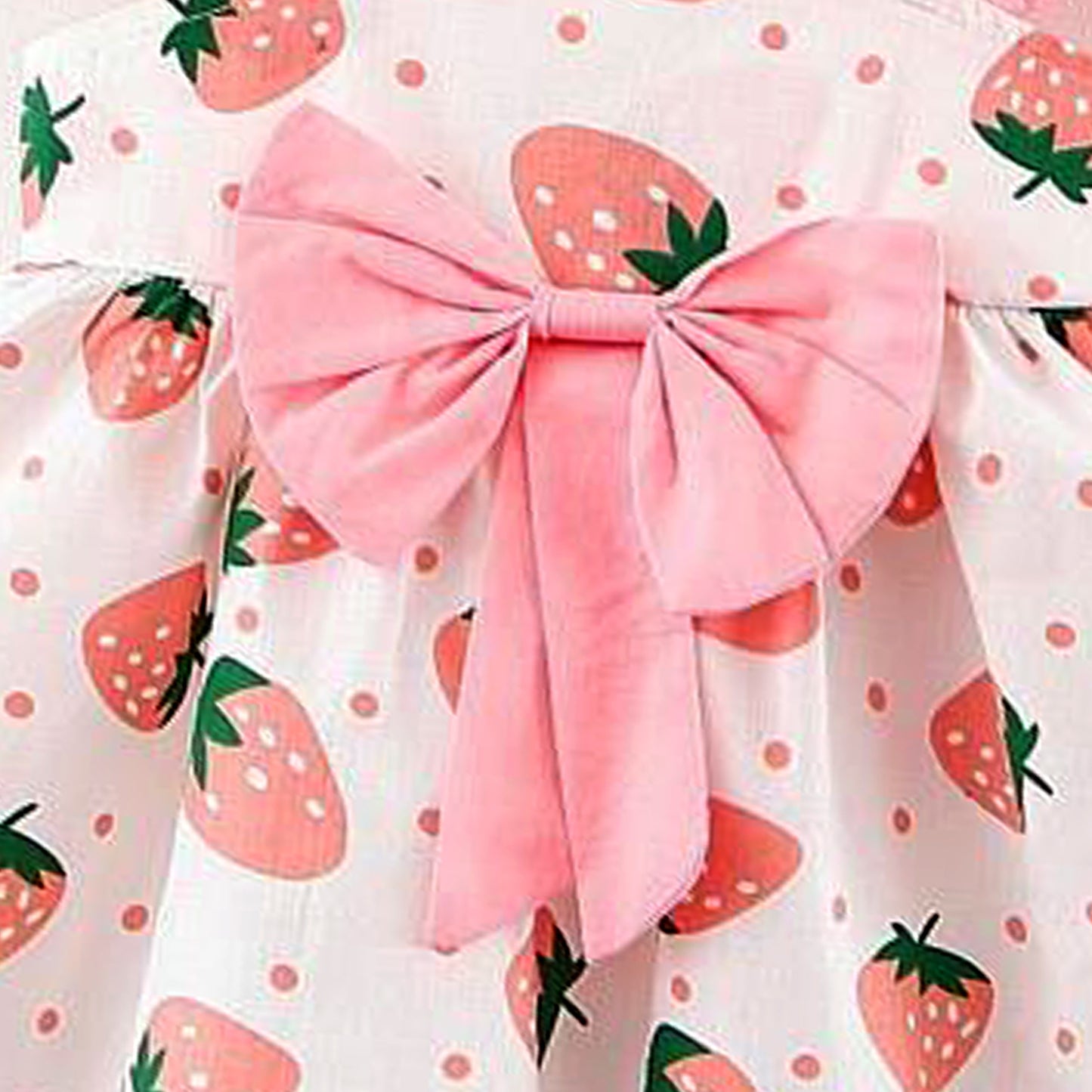 BabyGirl's Pink Strawberry Stylish Strips Design Midi Frock Dress for Kids.