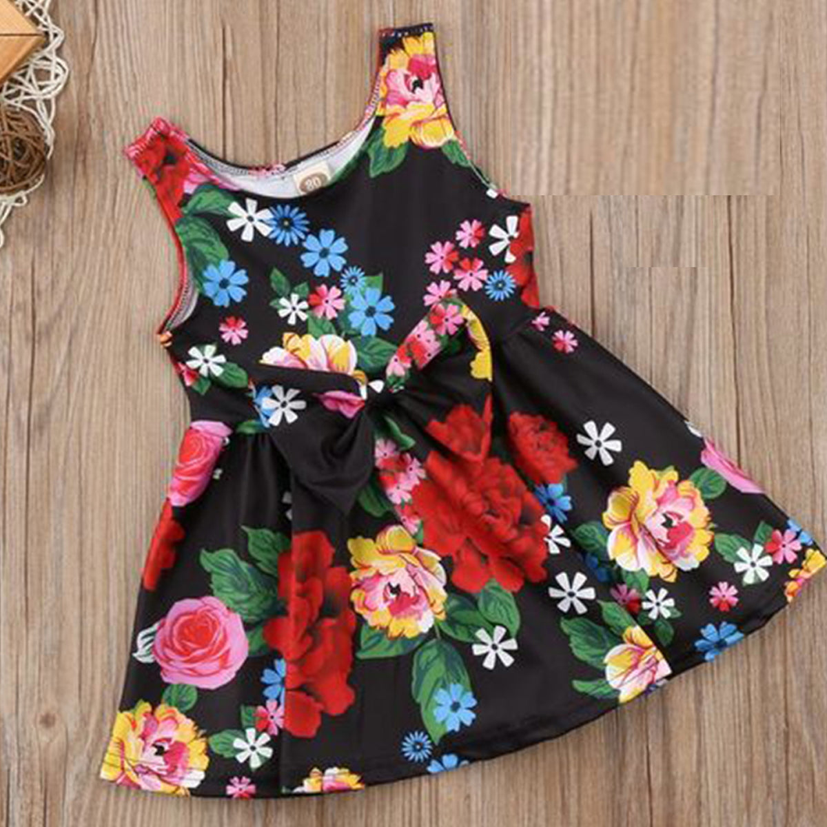 BabyGirl's Cotton Black Flower Stylish Frocks & Dresses for Kids.
