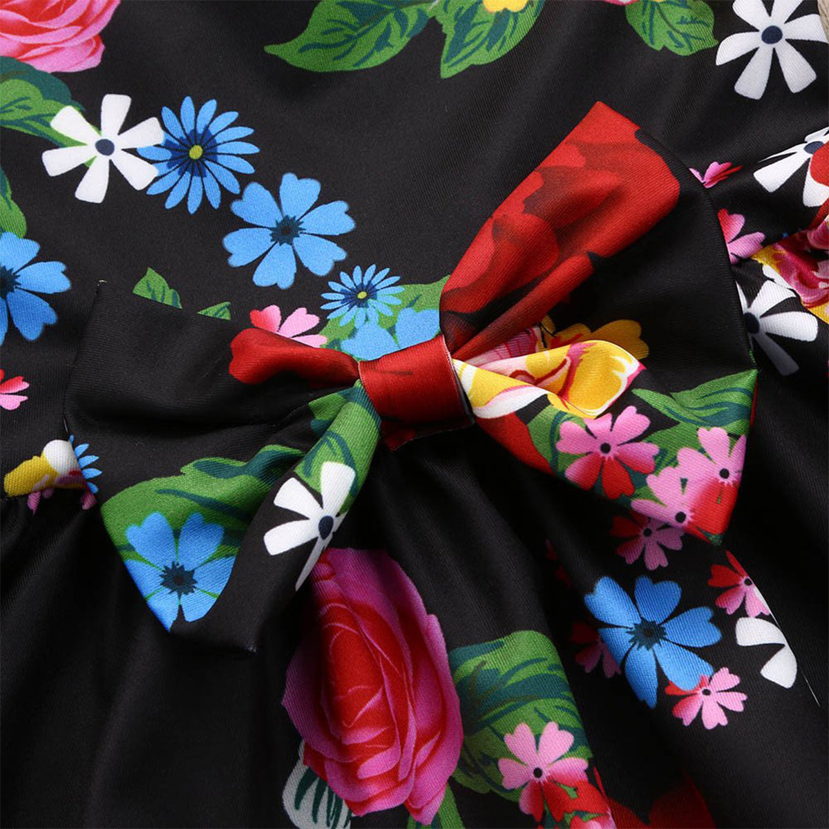 BabyGirl's Cotton Black Flower Stylish Frocks & Dresses for Kids.