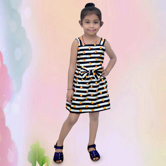 BabyGirl's Stylish Cotton Black Line Frocks & Dress for Kids.