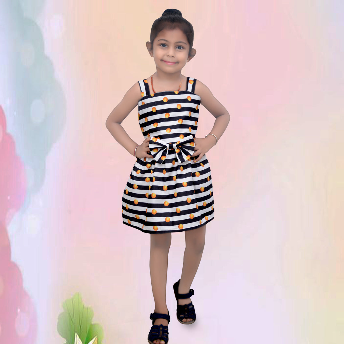 BabyGirl's Stylish Cotton Black Line Frocks & Dress for Kids.