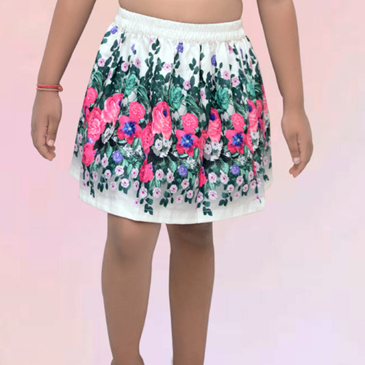 Toddler Girls Floral Print Waist Skirts.