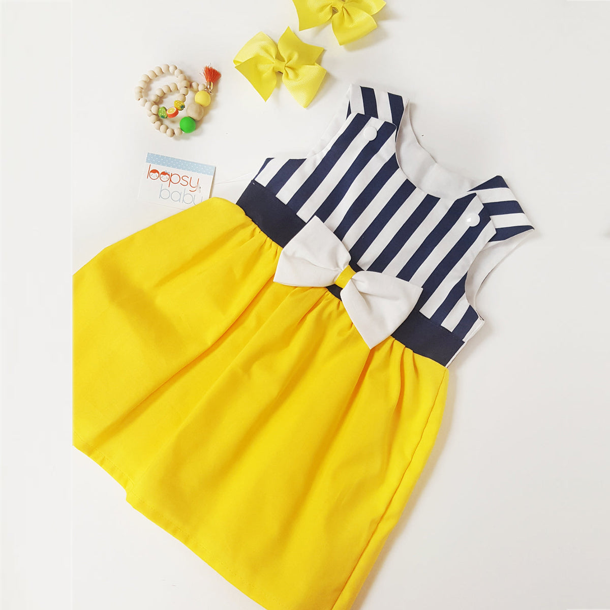 BabyGirl's Cotton Princess Yellow Lining Designer Frocks & Dresses for Kids.