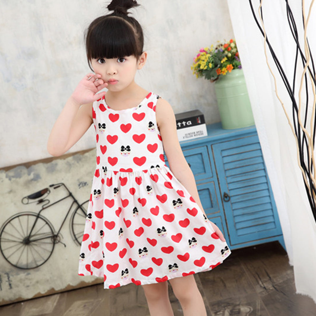 Princess BabyGirl's Cotton Heart Micky Cartoon Designer Frocks & Dresses for Kids.