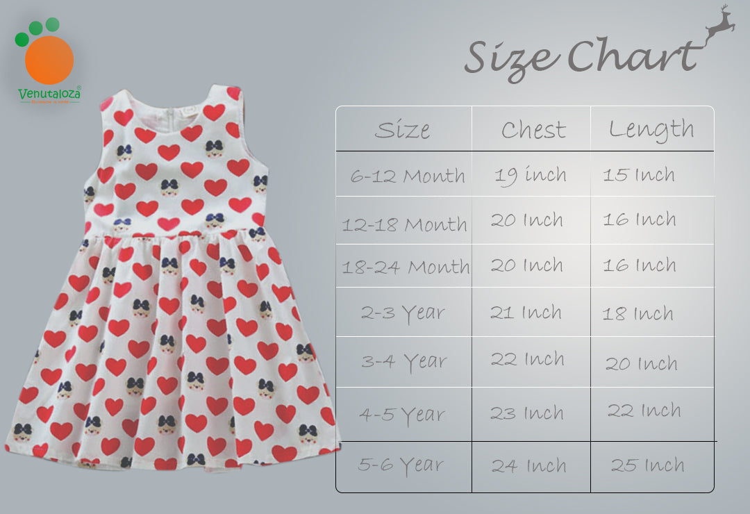 Princess BabyGirl's Cotton Heart Micky Cartoon Designer Frocks & Dresses for Kids.