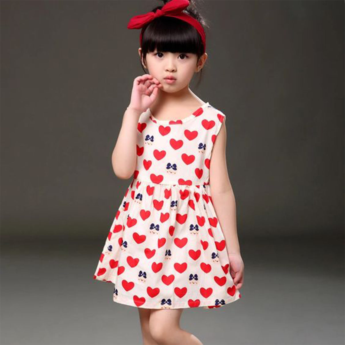 Princess BabyGirl's Cotton Heart Micky Cartoon Designer Frocks & Dresses for Kids.