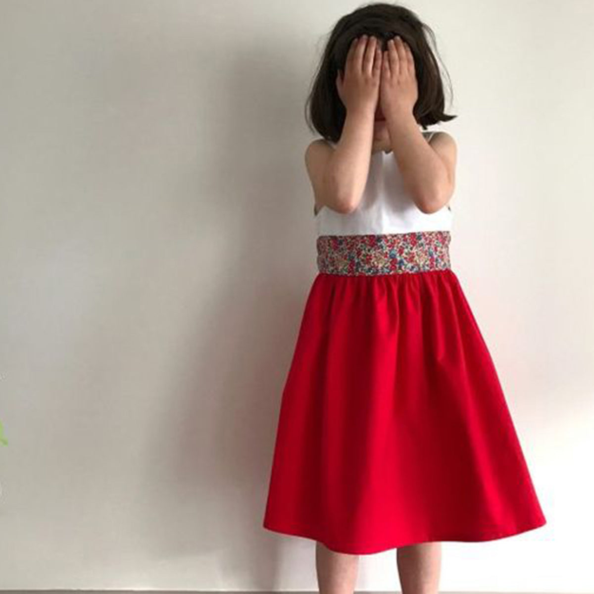 Princess BabyGirl's Stylish White Red Multicolor Floral Designer Midi Frock_ Dresses for Baby Girl.