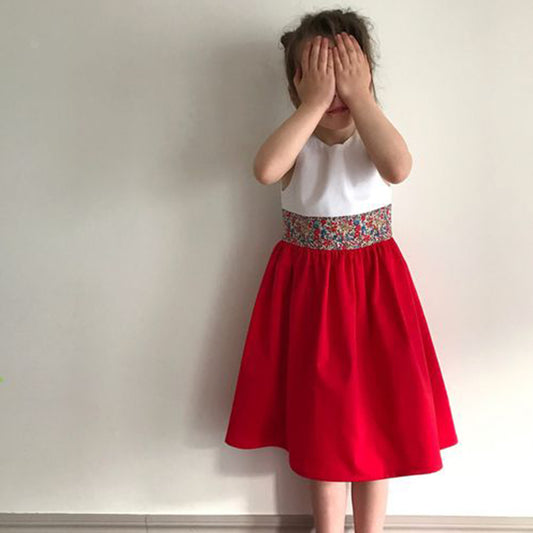 Princess BabyGirl's Stylish White Red Multicolor Floral Designer Midi Frock_ Dresses for Baby Girl.