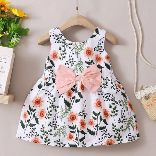 Kids Stylish White Floral Designer Frock & Dresses for Baby Girl.