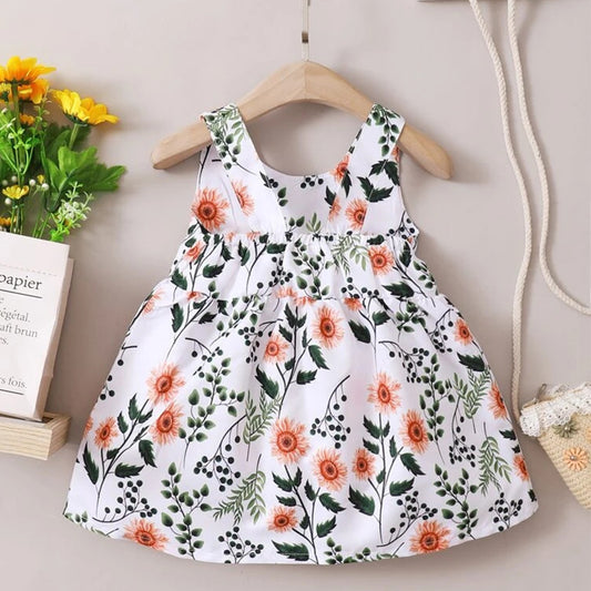 Kids Stylish White Floral Designer Frock & Dresses for Baby Girl.