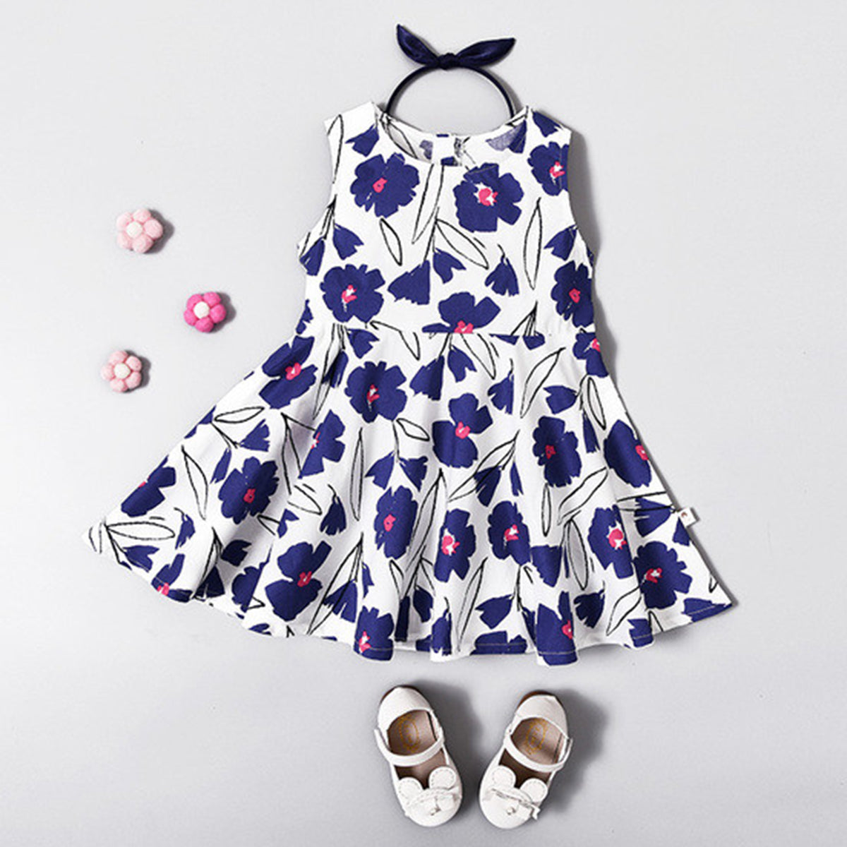 Venutaloza BabyGirl's Stylish Cotton Blue Floral Frocks & Dresses for Kids.