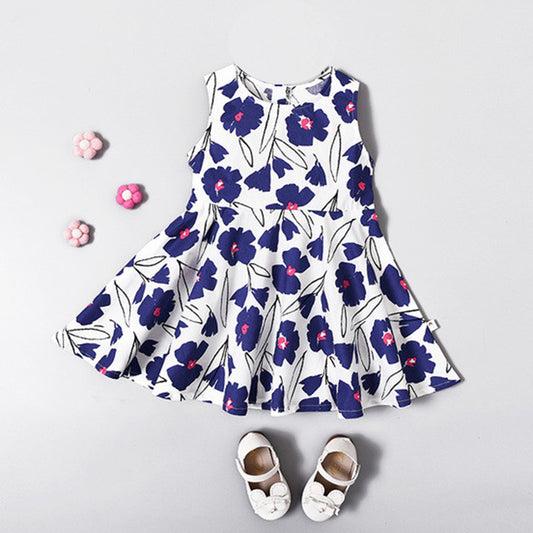 Venutaloza BabyGirl's Stylish Cotton Blue Floral Frocks & Dresses for Kids.