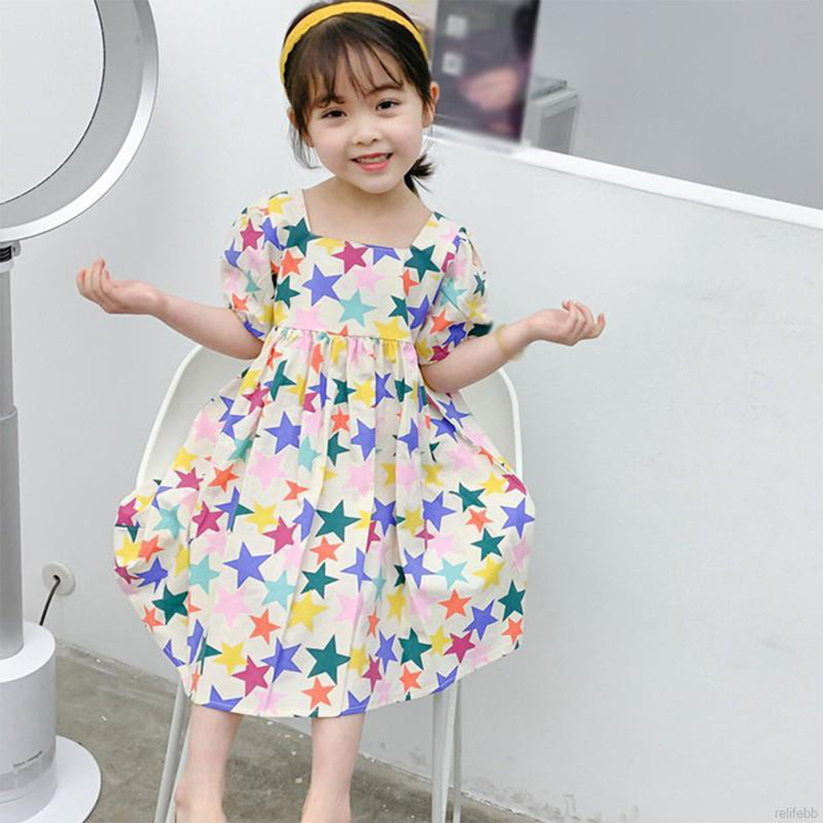 BabyGirl's Princess Stylish Cotton Multicolor Star Designer Frocks & Dresses for Kids.