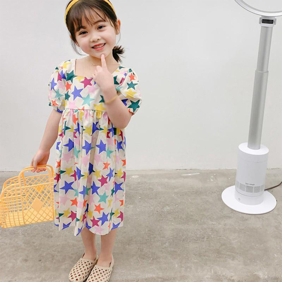 BabyGirl's Princess Stylish Cotton Multicolor Star Designer Frocks & Dresses for Kids.