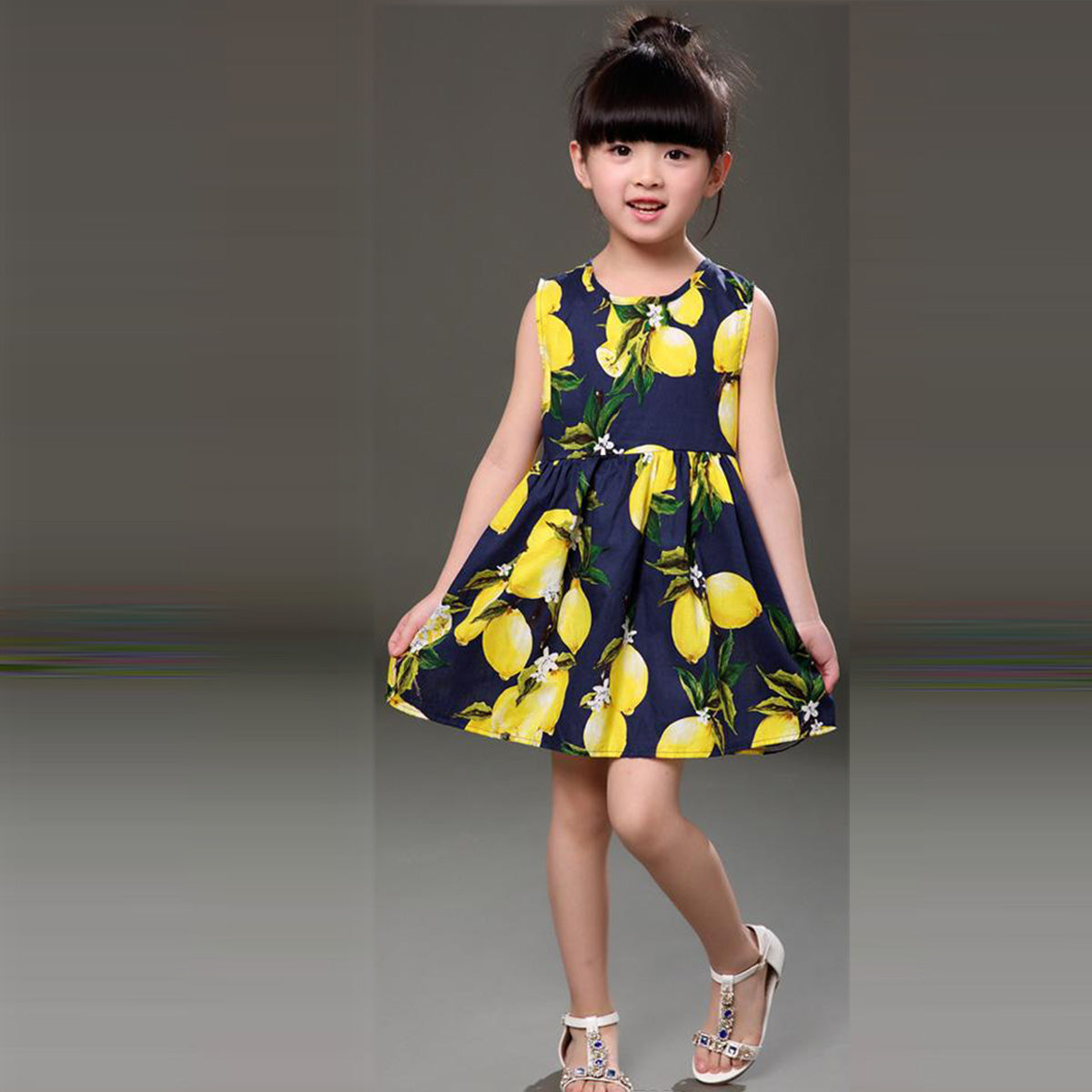 BabyGirl Cotton White & Black Lemon Tunic Dress Combo Pack for Baby Girls.
