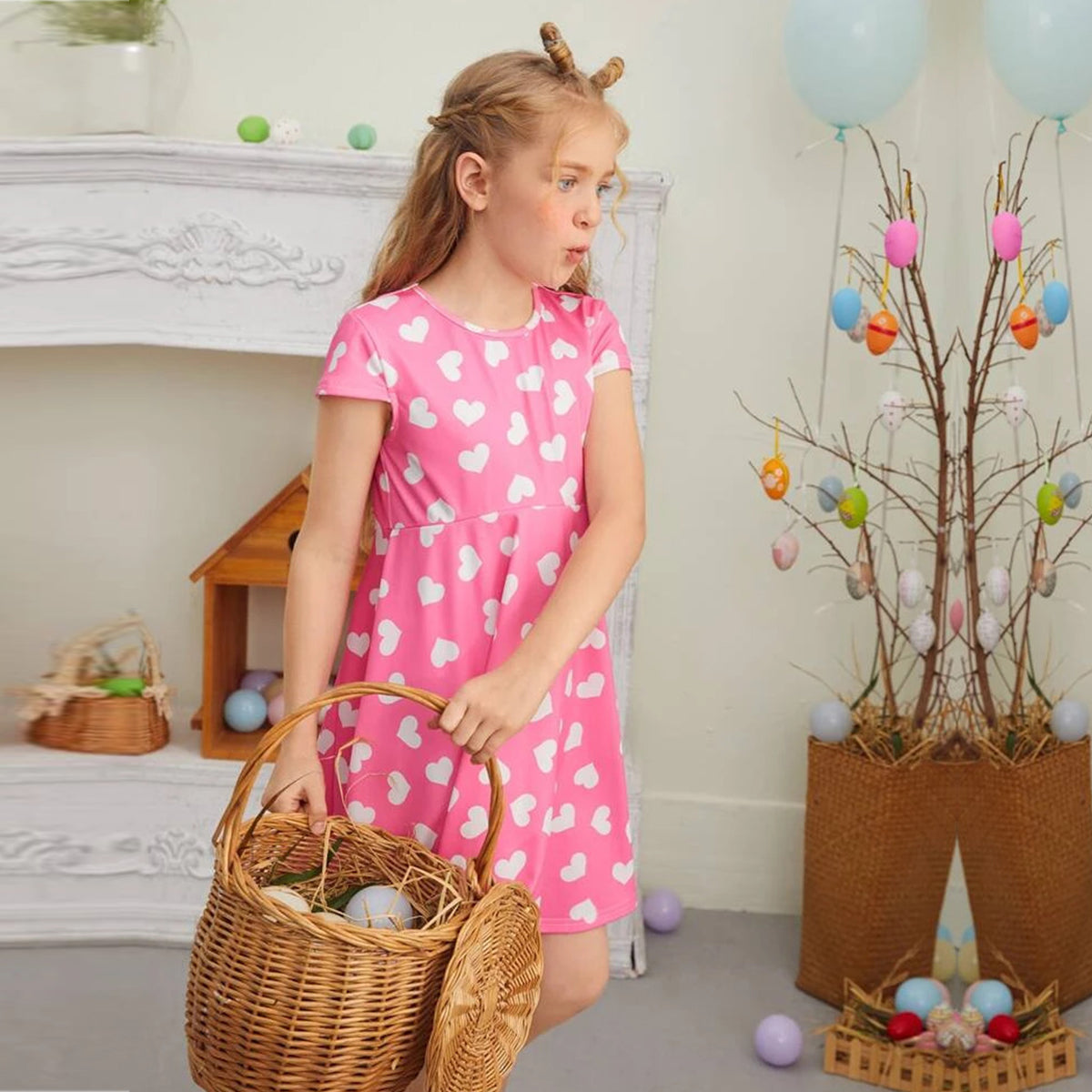 Stylish BabyGirl's Cotton  Pink Heart Designer Frocks & Dresses for Kids.