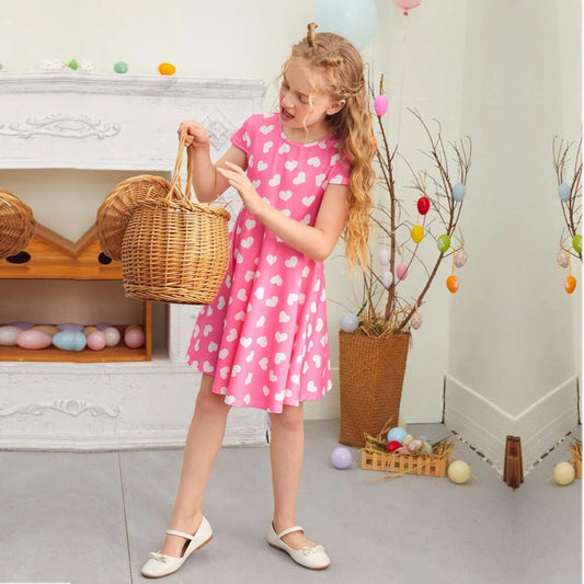 Stylish BabyGirl's Cotton  Pink Heart Designer Frocks & Dresses for Kids.