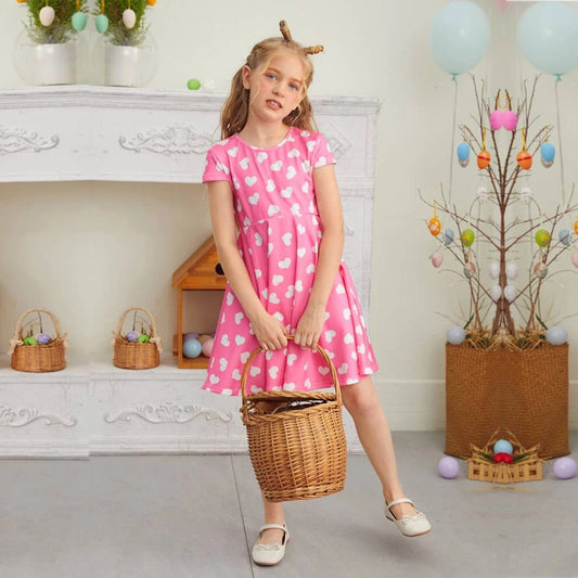 Stylish BabyGirl's Cotton  Pink Heart Designer Frocks & Dresses for Kids.