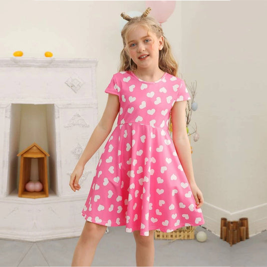 Stylish BabyGirl's Cotton  Pink Heart Designer Frocks & Dresses for Kids.