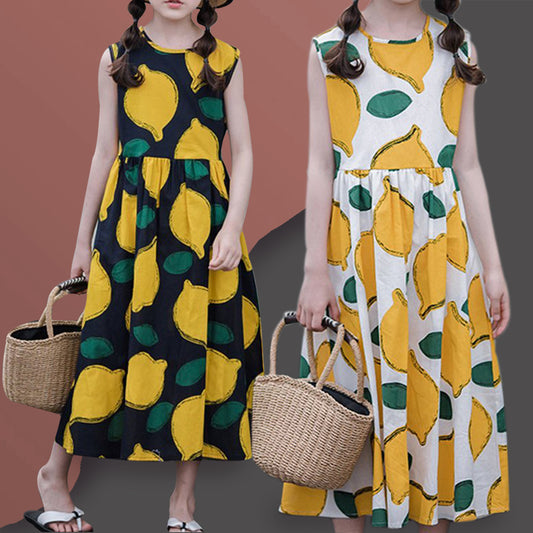 BabyGirl's Stylish Yellow Lemon & Black Lemon Tunic Dresses_Frocks (Combo Pack Of) 2 for Kids.