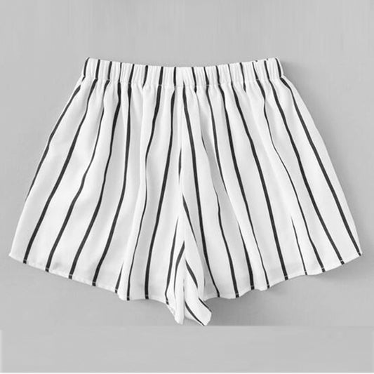 Venutaloza Toddler Girls White Lining Print Waist Shorts.