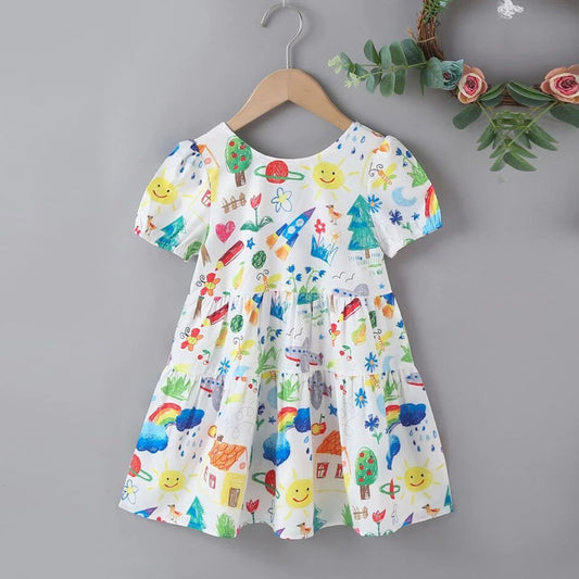 Venutaloza BabyGirl's Stylish Cotton Designer Pencil Drowing Frocks & Dresses for Kids.
