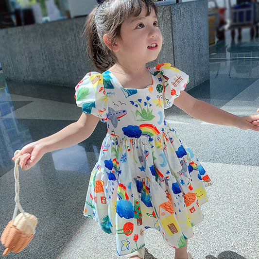 BabyGirl's Cotton Designer Pencil Drowing Frocks & Dresses for Kids.