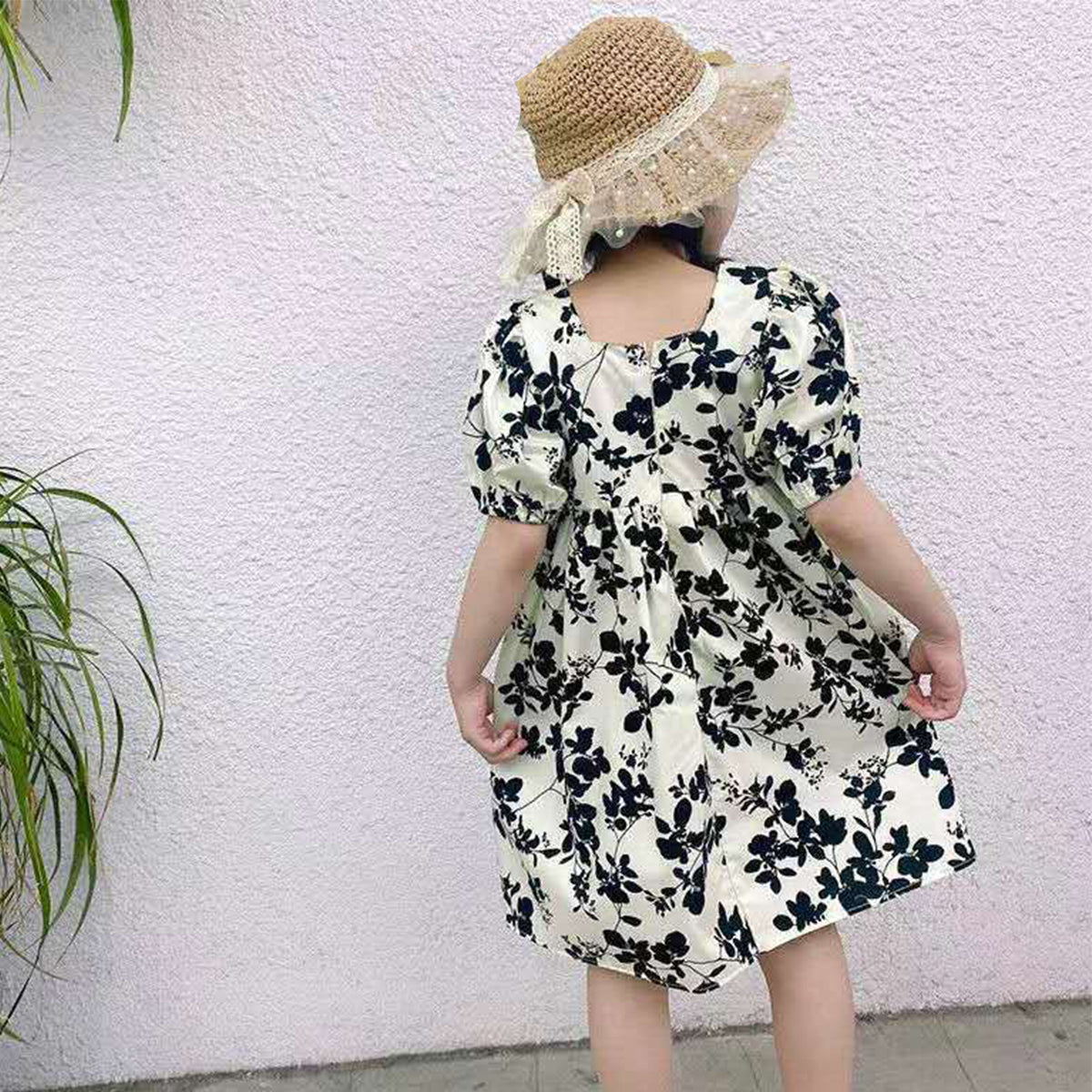 Toddler Girls Plants Raglan Sleeve Tunic Dresses & Frocks for Baby Girl.