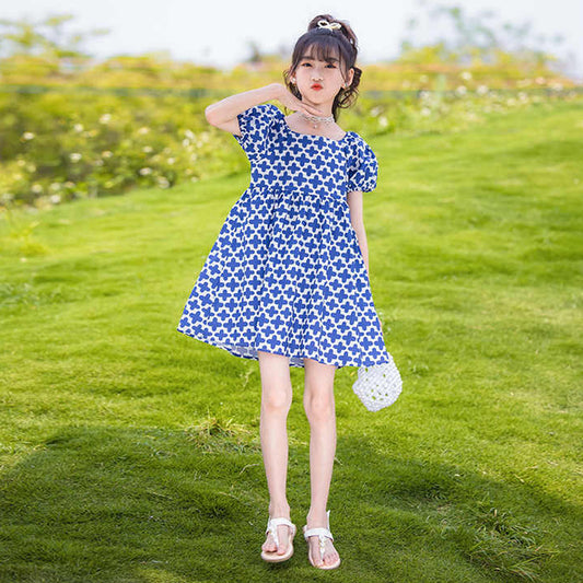 Princess Baby Girls Cotton Blue Designer Frocks & Dresses for Kids.