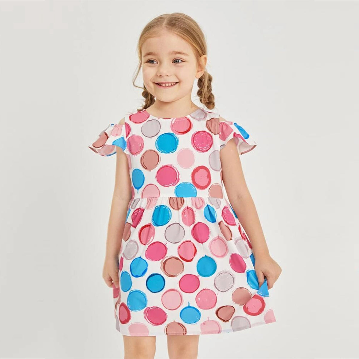 Kids New Fashion Multicolor Round Frock & Dress for Baby Girls.