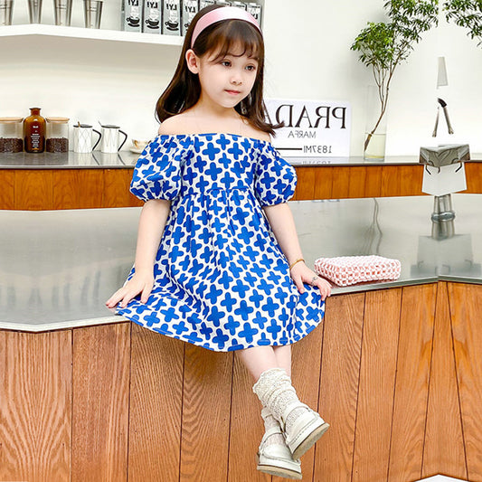 Princess Baby Girl Cotton Blue Designer Frocks & Dresses for Kids.