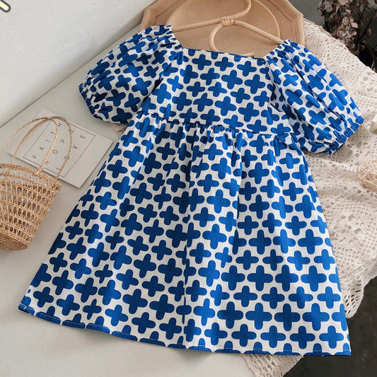 Princess Baby Girl Cotton Blue Designer Frocks & Dresses for Kids.
