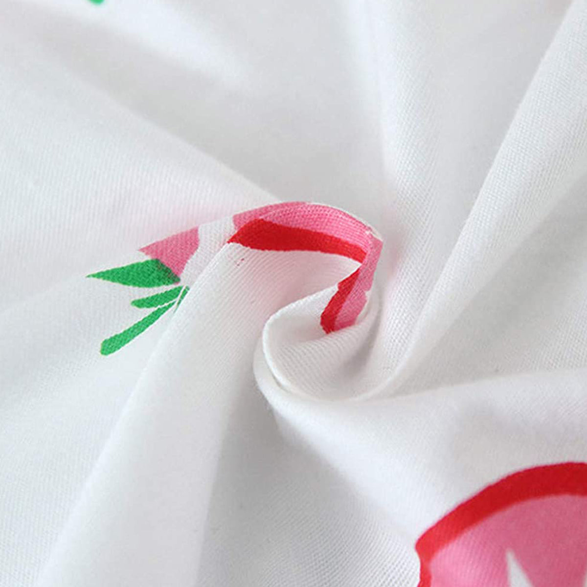 BabyGirl's Cotton White-Red Strawberry Designer Frocks & Dresses for Kids.