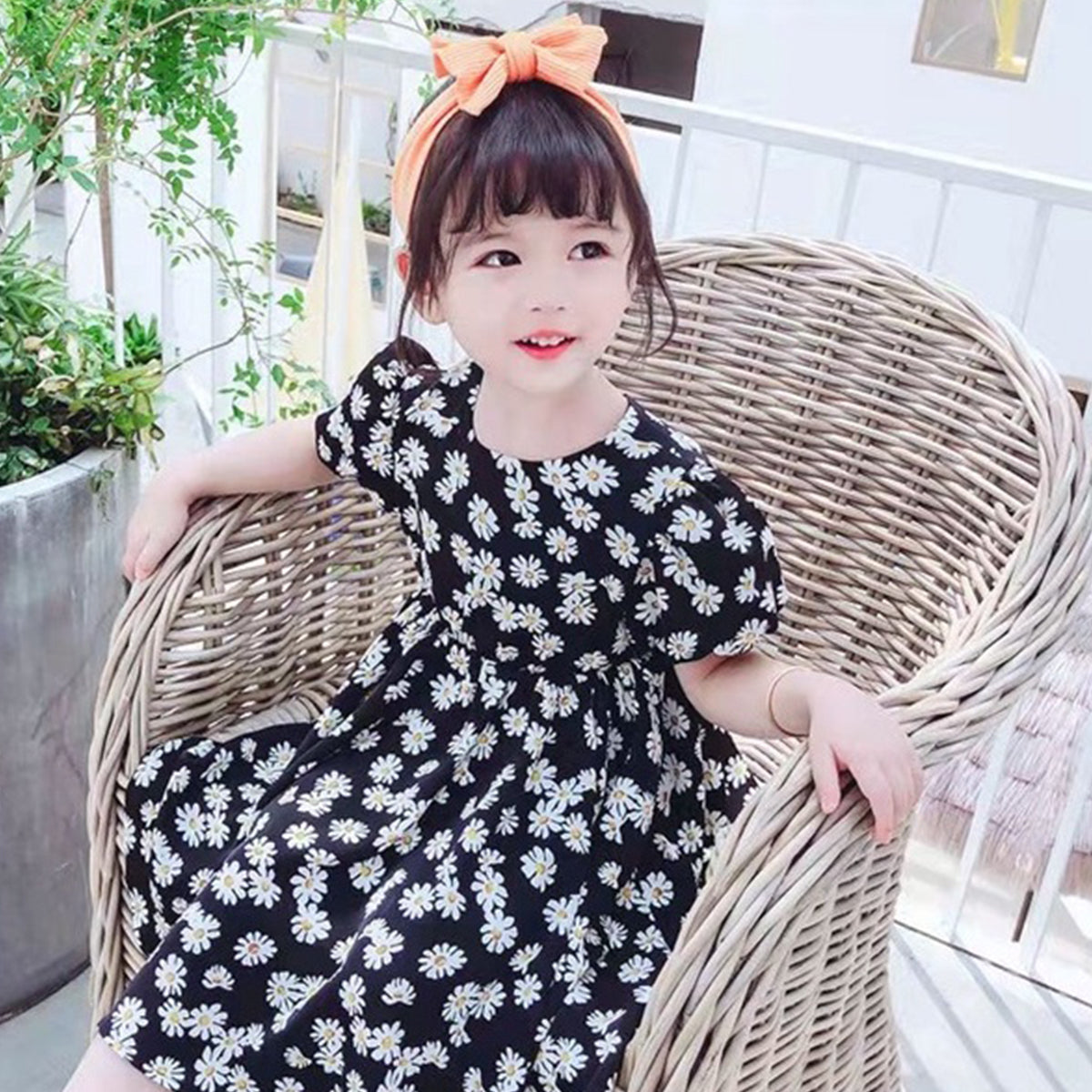 Babydoll Stylish Black Floral Designer Frocks & Dresses for Baby Girl.
