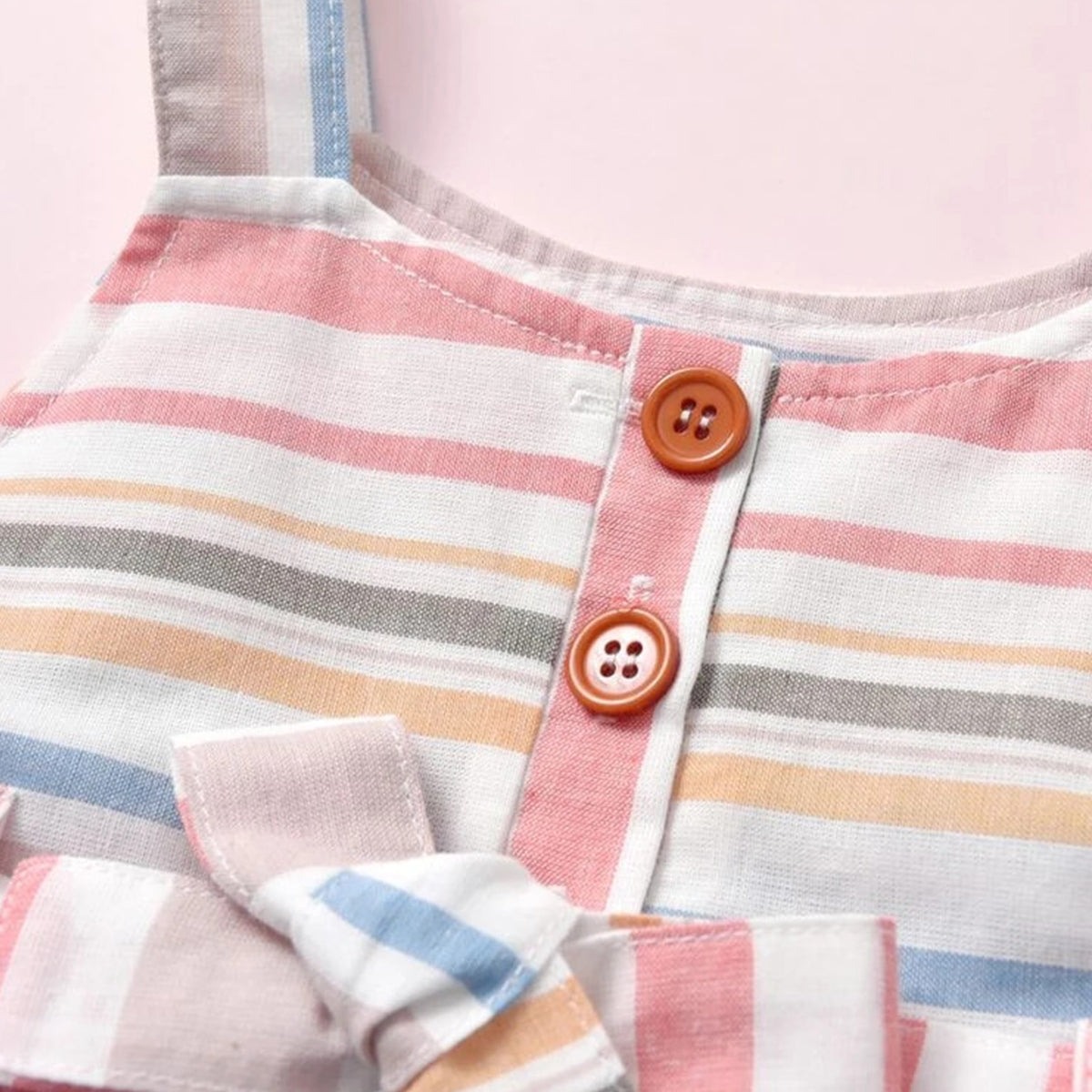 Kids Stylish Multicolor Lining Designer Midi Frock Dress for Baby Girl.