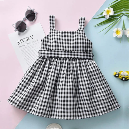 Stylish Black_White Tunic Design Midi Frock Dress for Baby Girl.