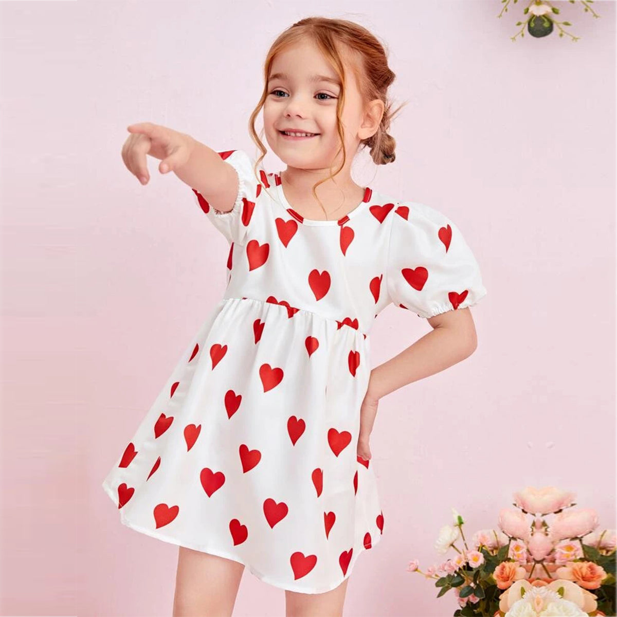 Kids New Fashion White_Heart Frock&Dress for Baby Girls.