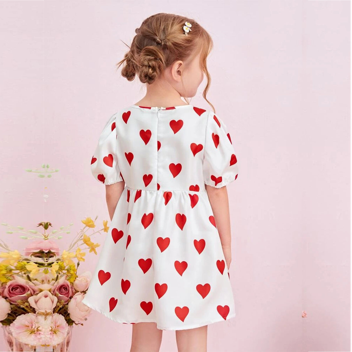 Kids New Fashion White_Heart Frock&Dress for Baby Girls.