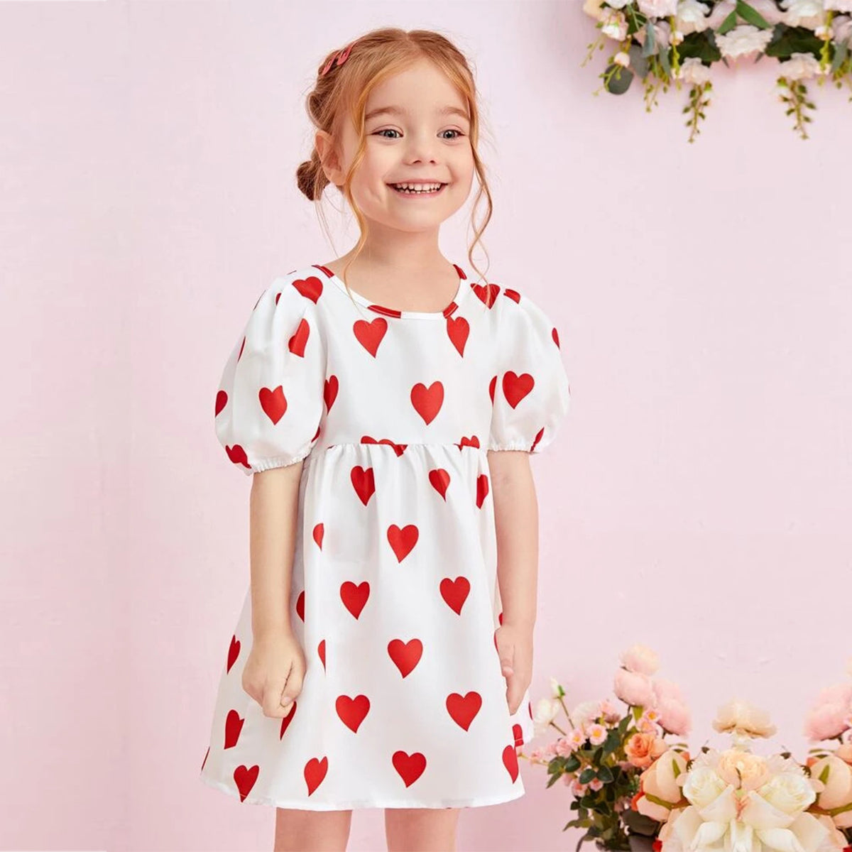 Kids New Fashion White_Heart Frock&Dress for Baby Girls.