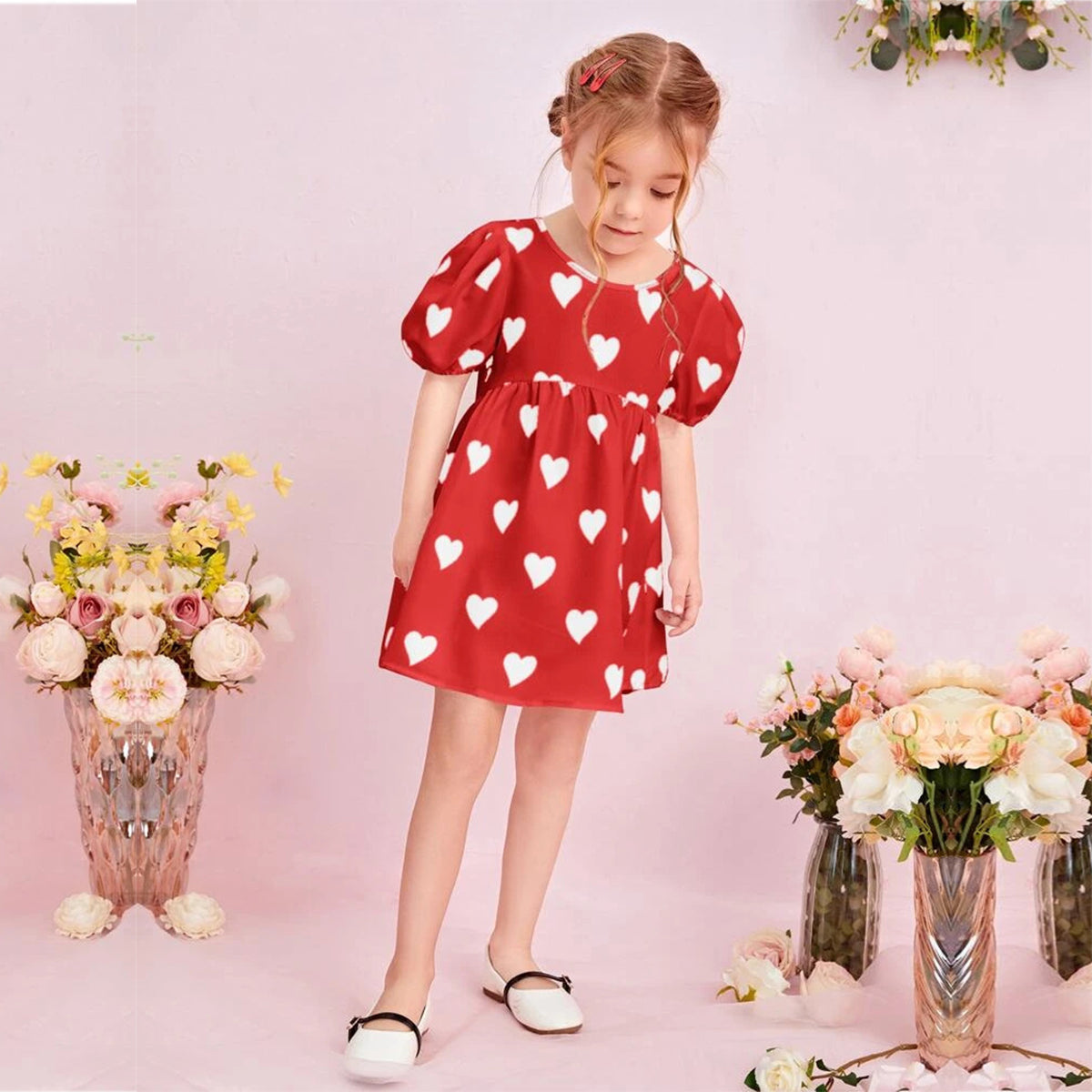 Stylish Kids New Fashion White_Red Frock & Dress for Baby Girls.