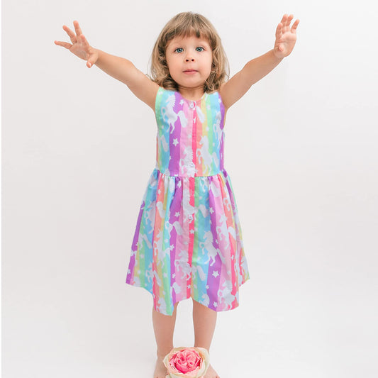 Babydoll New Fashion Horse Multicolor Line Frock & Dress for Baby Girls.