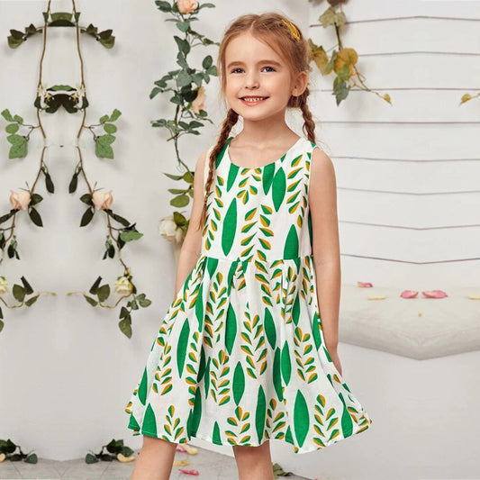 Stylish Colorfull Green Floral Designer Midi Frock_Dresses for Baby Girl.