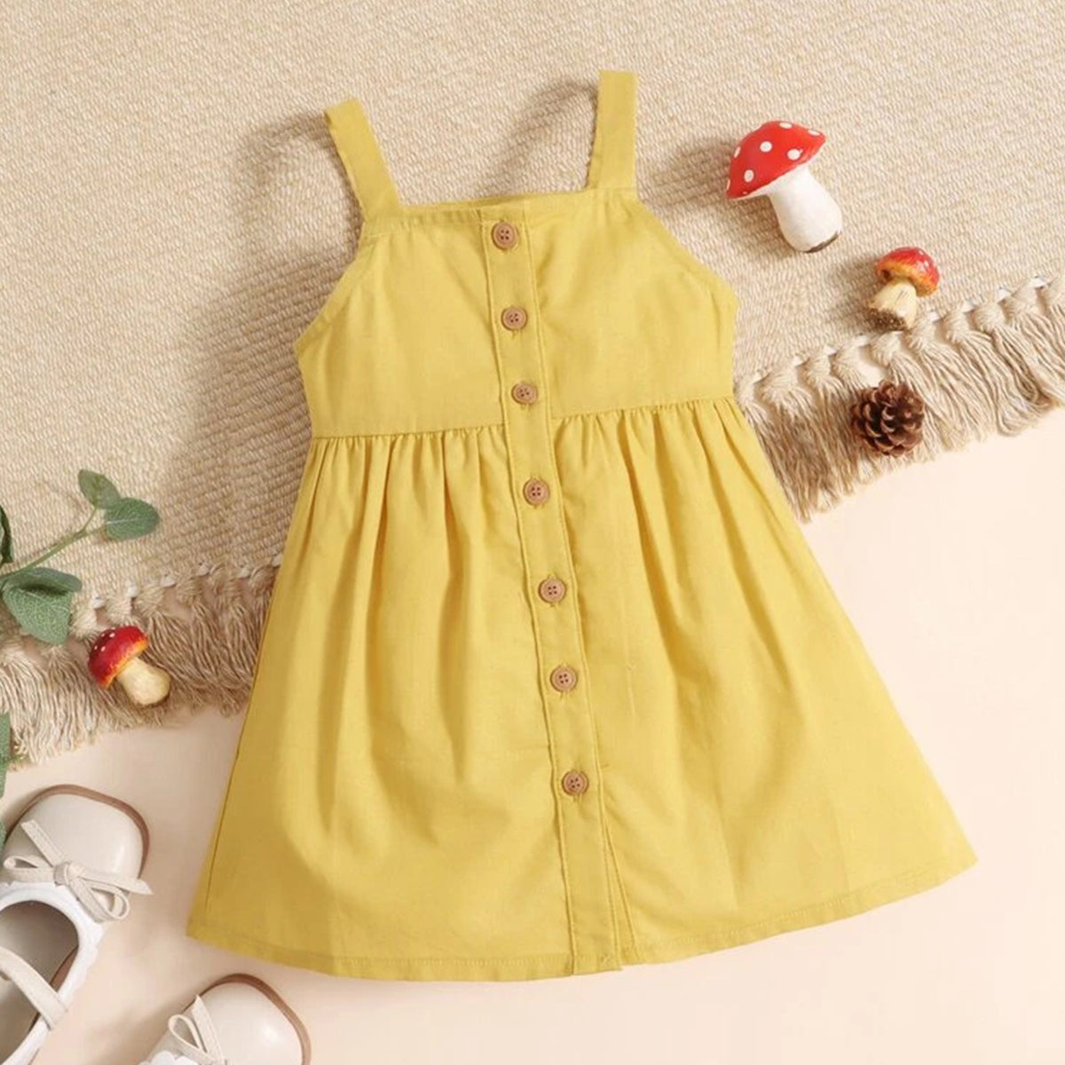 BabyGirl's Stylish Dot & Mustard Yellow Tunic Dresses_Frocks Combo for Kids.