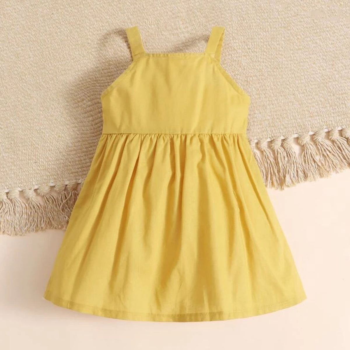 Babydoll Stylish Yellow Solid Designer Tunic Frock_Dresses for Baby Girl.