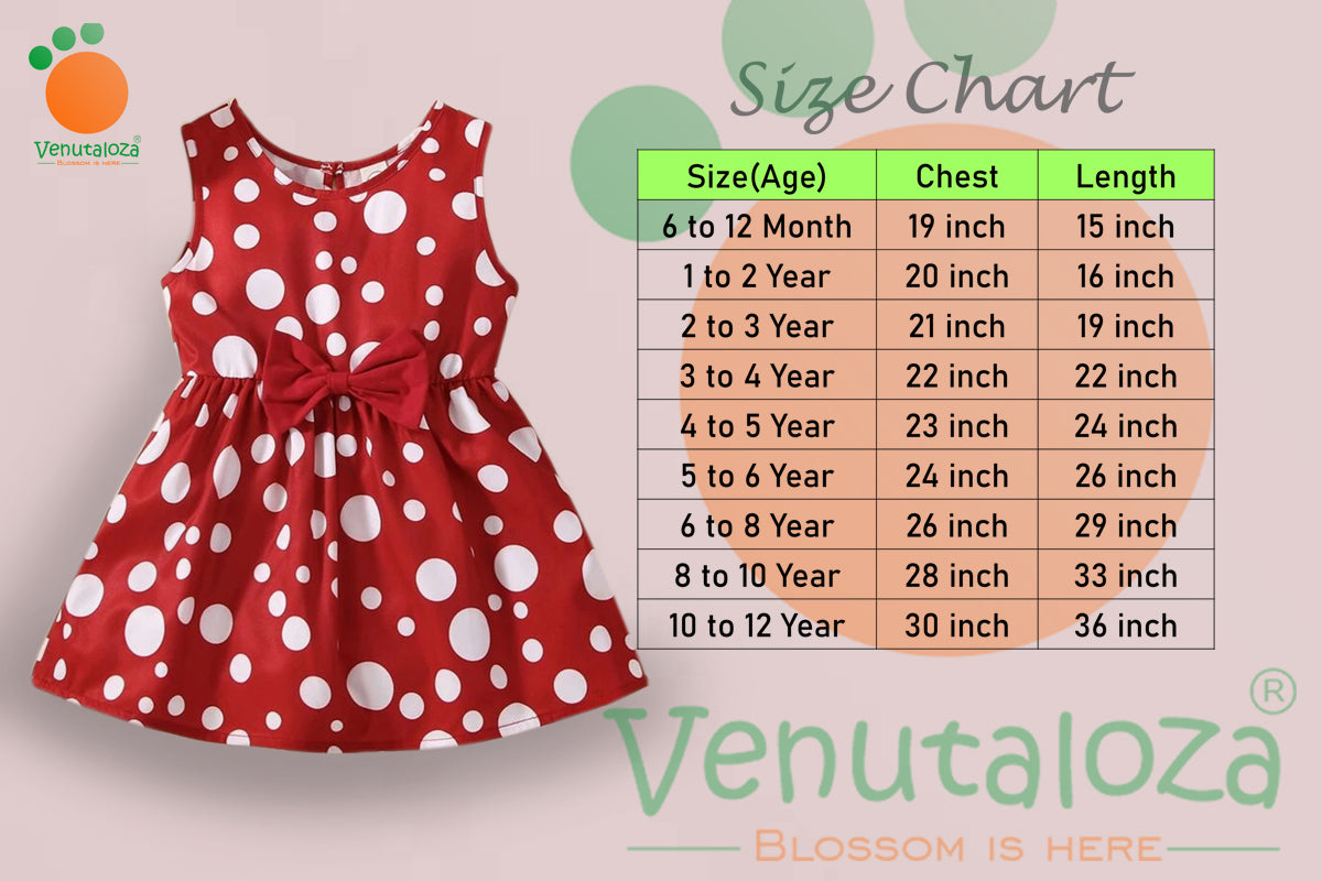BabyGirl's Cotton Polka Red Dot Bow Front Stylish Frocks & Dresses for Kids.